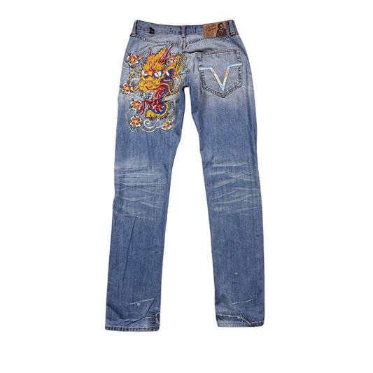Christian Audigier Ed Hardy embroidered vintage jeans dragon