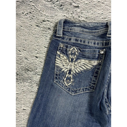 Miss Me flared bootcut white stitching denim vintage y2k
