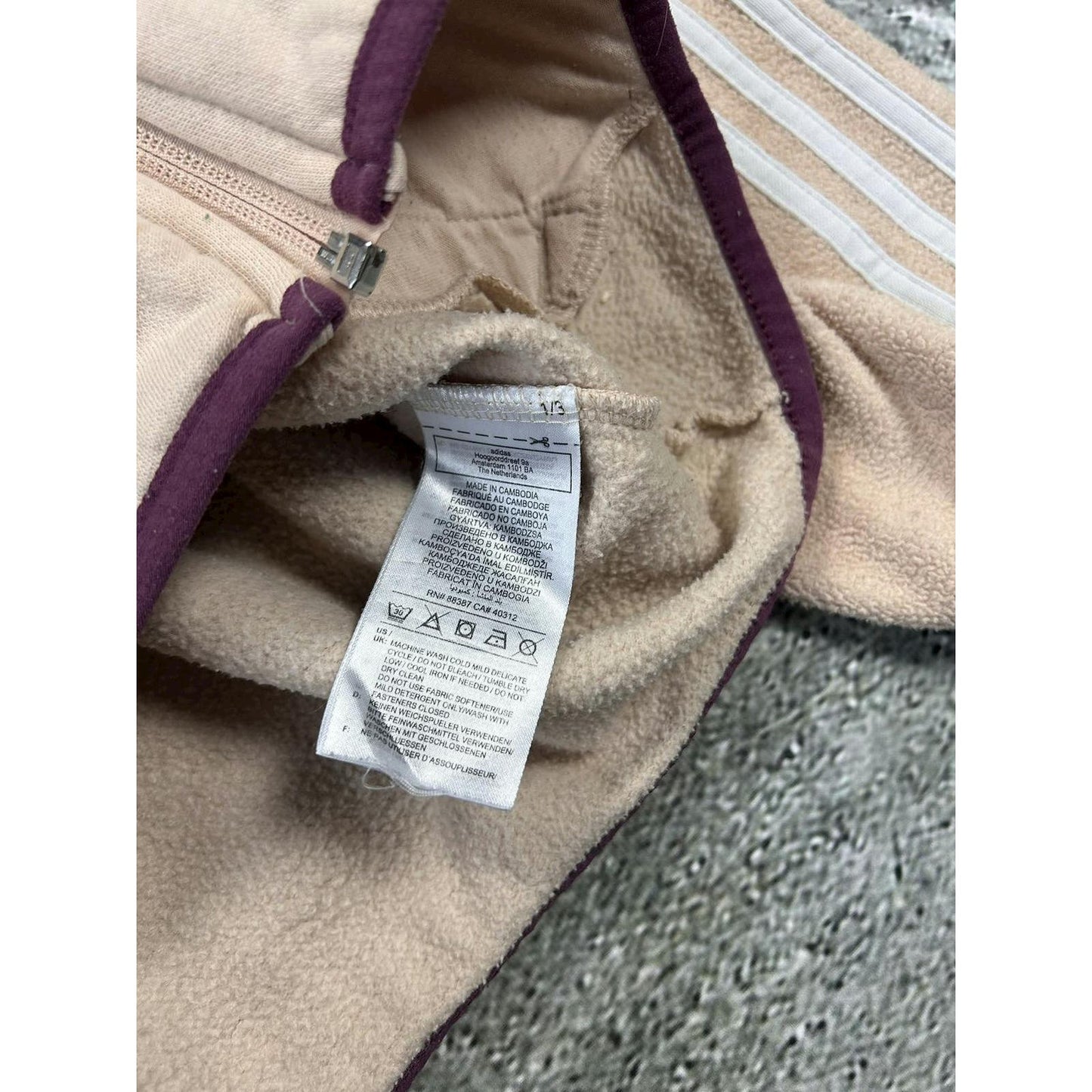 Adidas fleece zip hoodie beige sherpa big logo sweatshirt