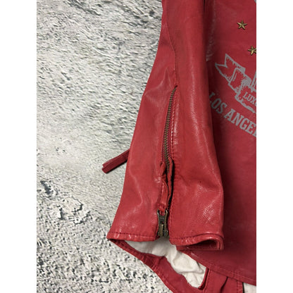 True Religion leather red vest jacket rockstar america