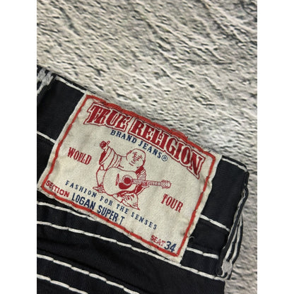 True Religion black jeans white thick stitching Y2K Logan