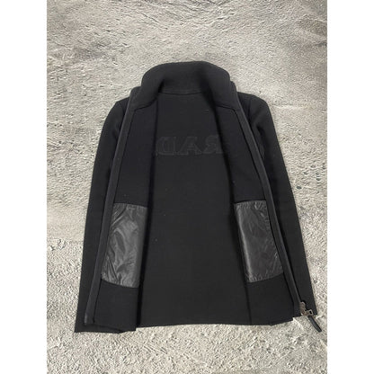 Prada big logo wool zip knit sweter nylon pull-over