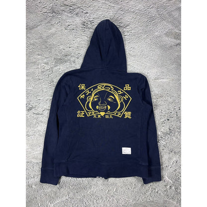 Evisu zip hoodie navy gold logo sweatshirt