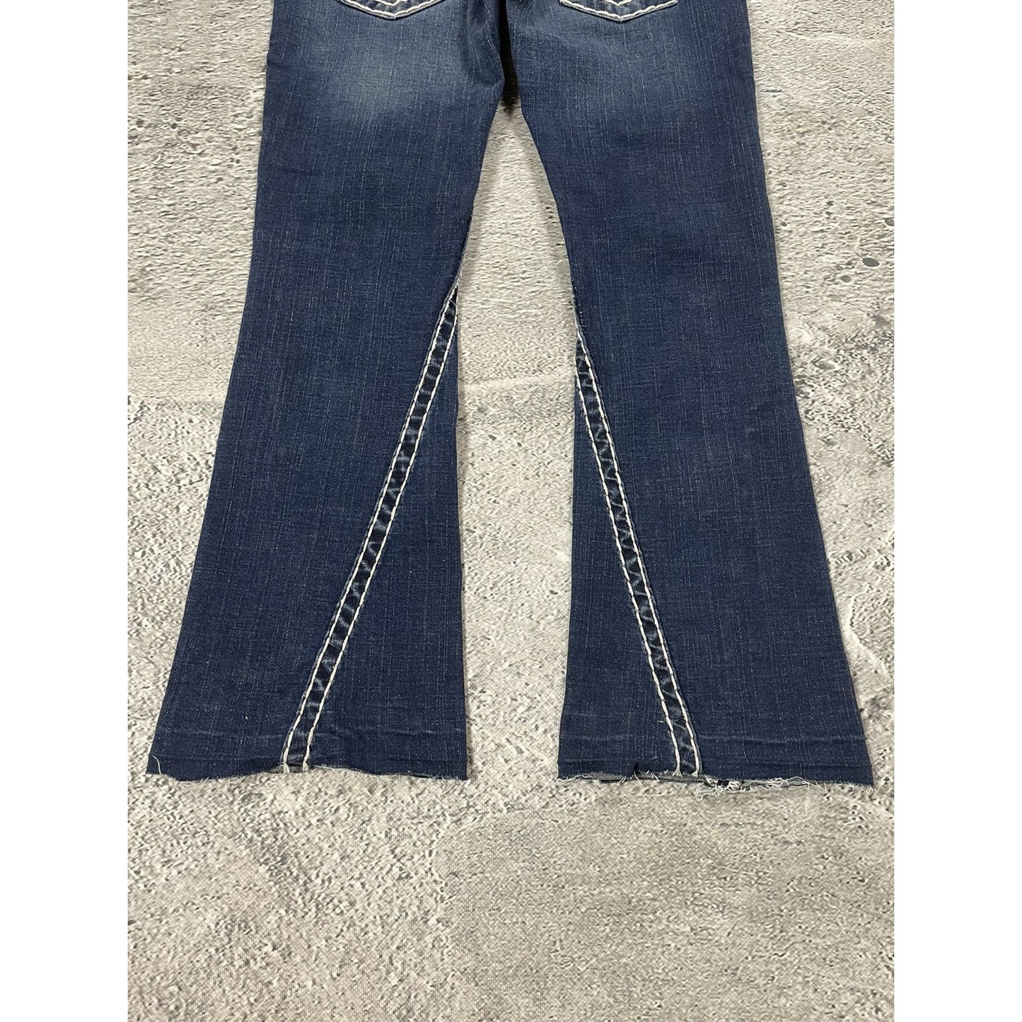True Religion blue jeans flared bootcut white stitching Joey