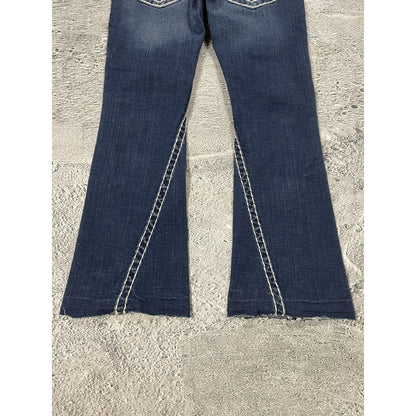 True Religion blue jeans flared bootcut white stitching Joey