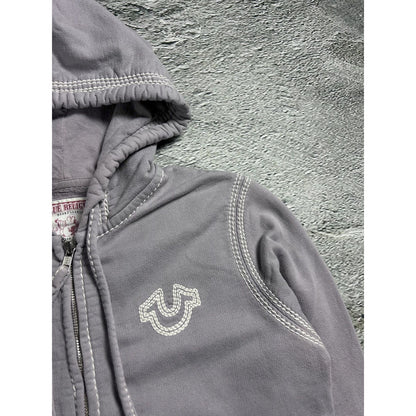True Religion vintage purple grey zip hoodie thick stitching