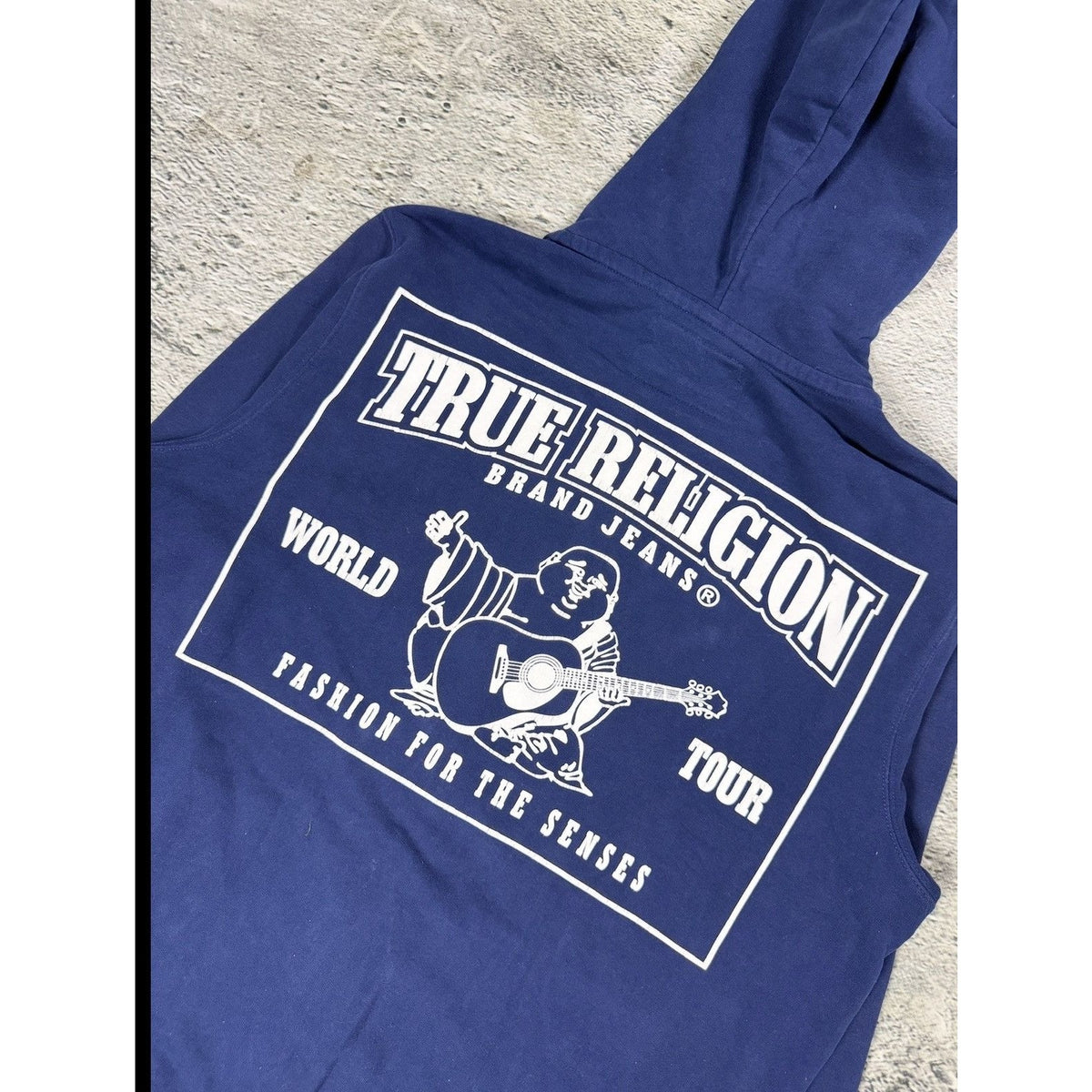 True Religion vintage Navy blue zip hoodie big logo