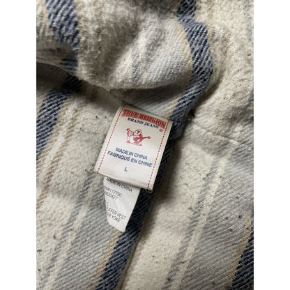 True Religion puffer jacket black leather patch