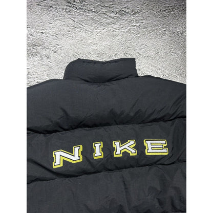 Nike black puffer jacket big logo vintage 90s reversible