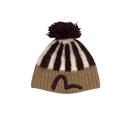 Evisu beanie Y2K seagull big logo wool