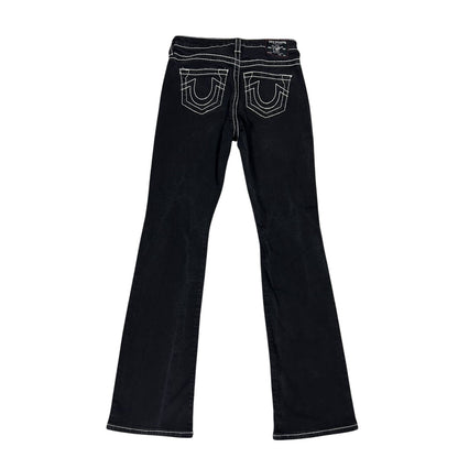 True Religion black Bootcut jeans white stitching Becca