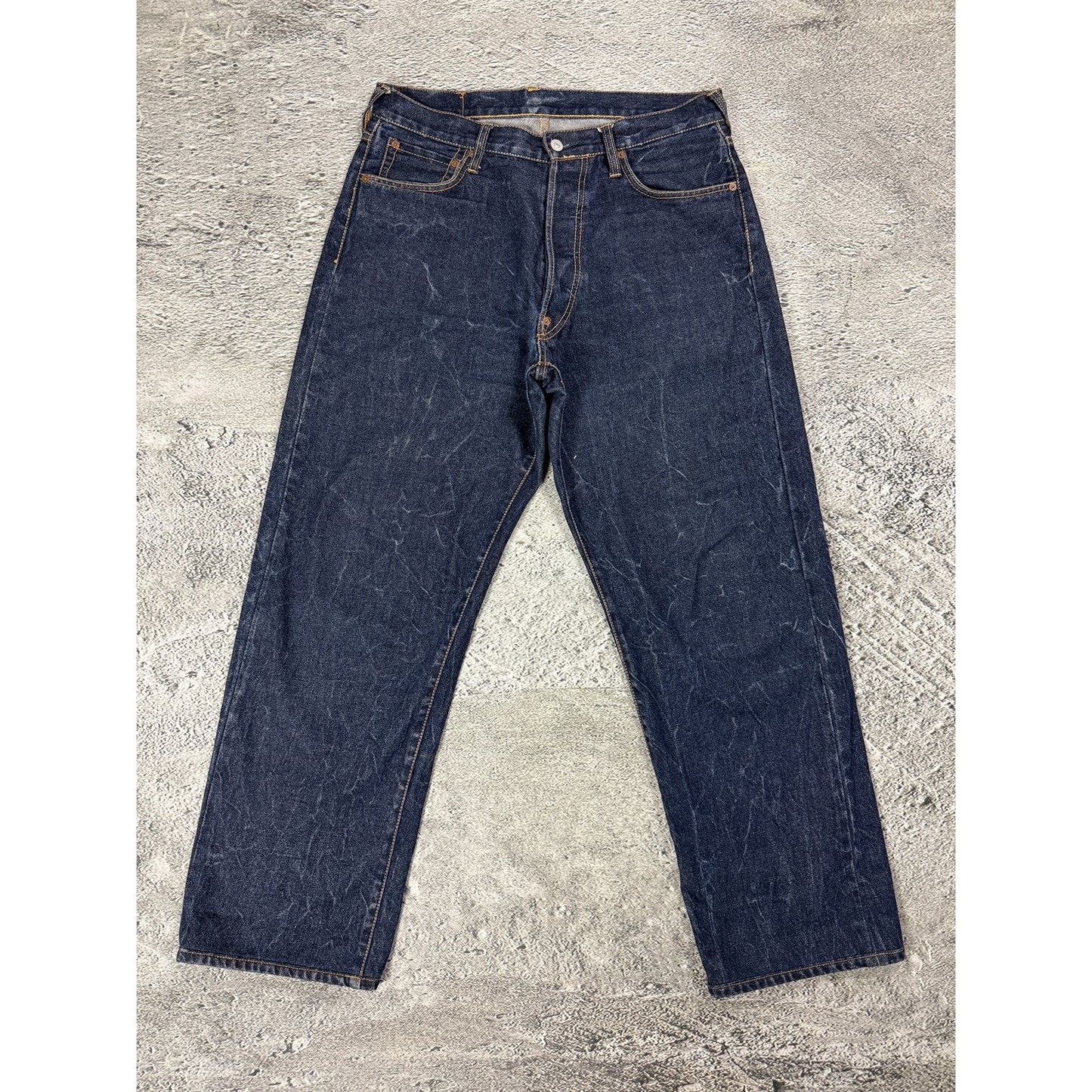 Evisu jeans big logo seagull selvedge denim Y2K navy blue