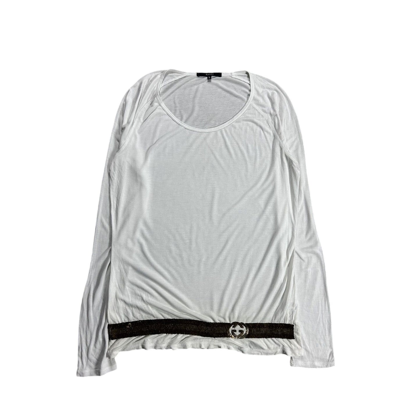 Gucci longsleeve Y2K Tom Ford era white sequin logo