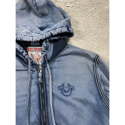 True religion washed navy zip hoodie gradient