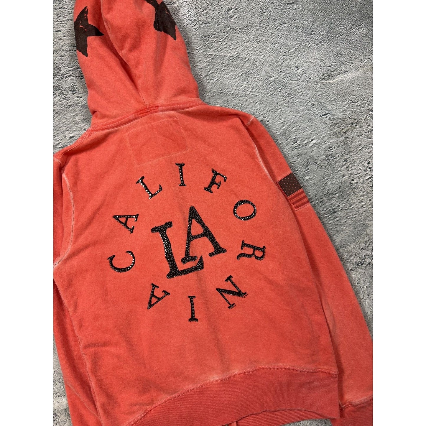 True Religion zip hoodie orange stars vintage California Y2K