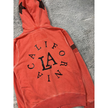 True Religion zip hoodie orange stars vintage California Y2K