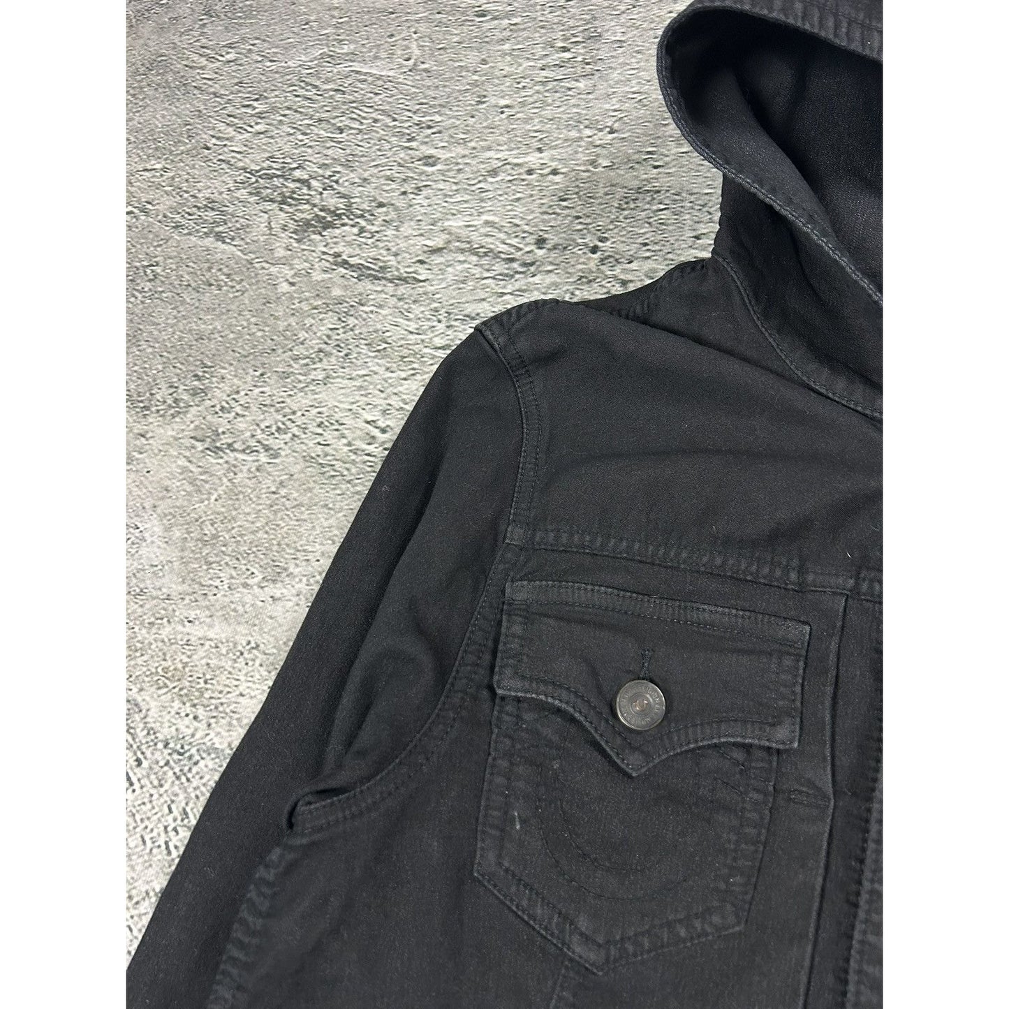 True Religion denim jacket black hooded