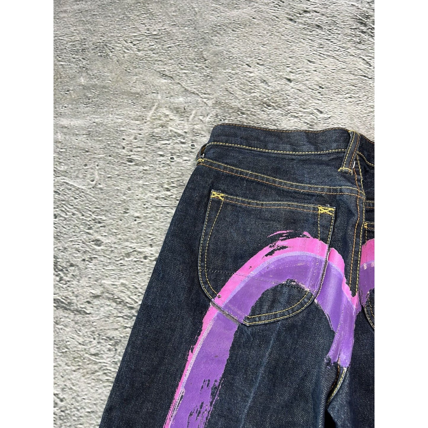 Evisu jeans daicock big logo vintage gradient purple pink