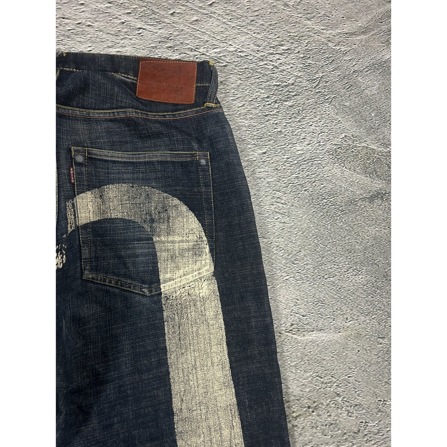 Evisu jeans white daicock big logo blue selvedge denim