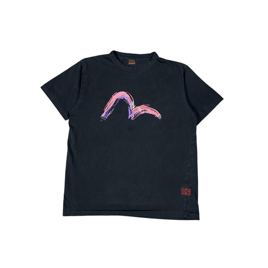 Evisu t-shirt vintage big logo seagull EU ED black pink