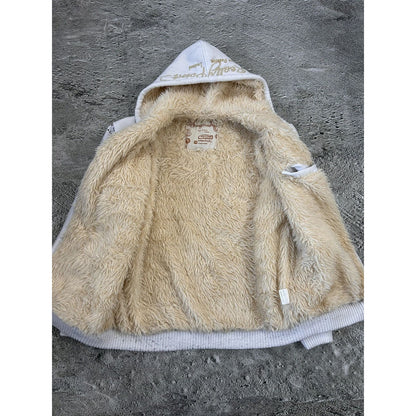 Really Point Y2K vintage zip hoodie white fur Ed Hardy