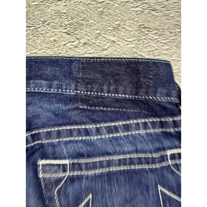 True Religion jeans blue white stitching straight Y2K