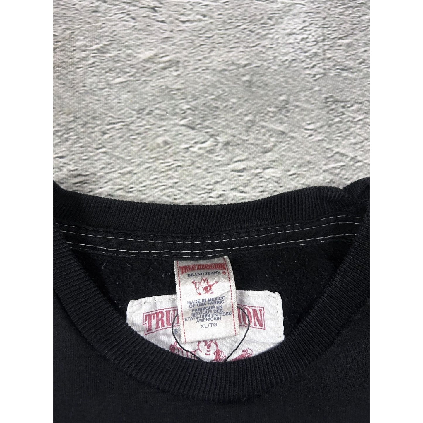 True Religion vintage black sweatshirt fat stitching Y2K