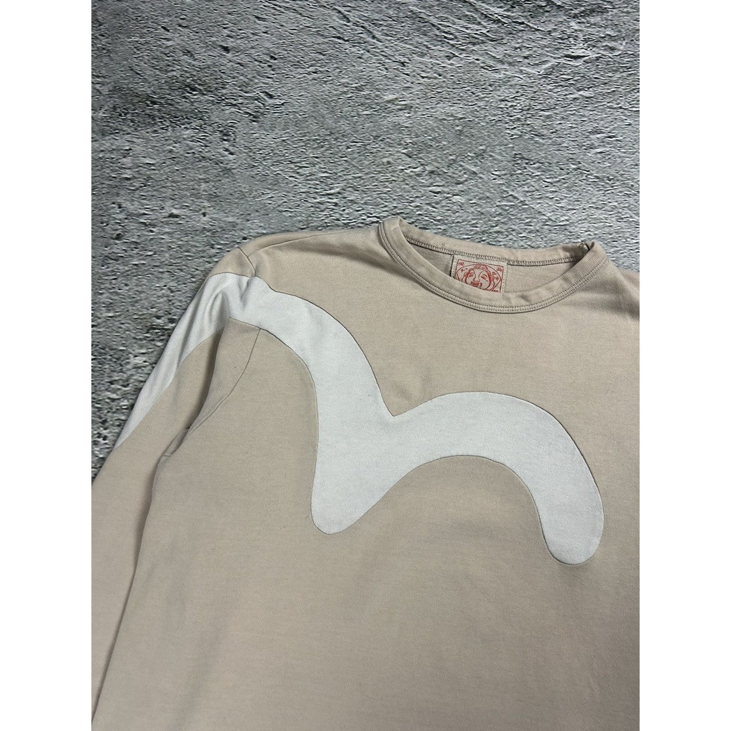 Evisu longsleeve big logo seagull beige white vintage