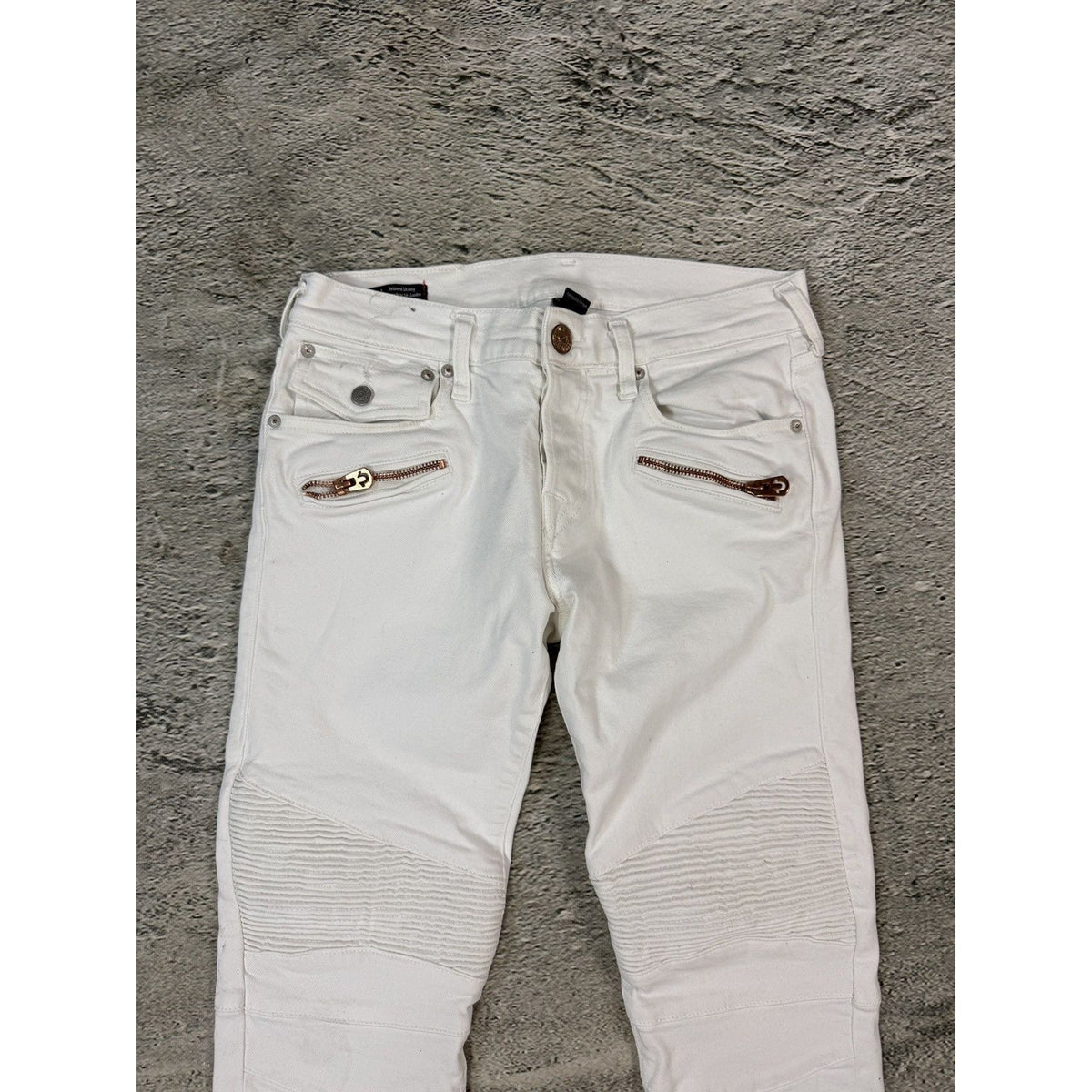True Religion jeans biker rocco white washed Y2K slim skinny