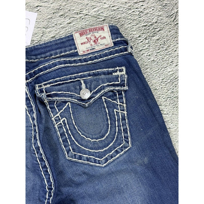 True Religion blue jeans white thick stitching skinny