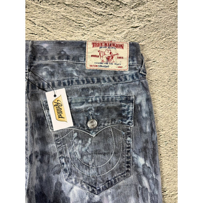 True Religion jeans washed denim white paited acidwash