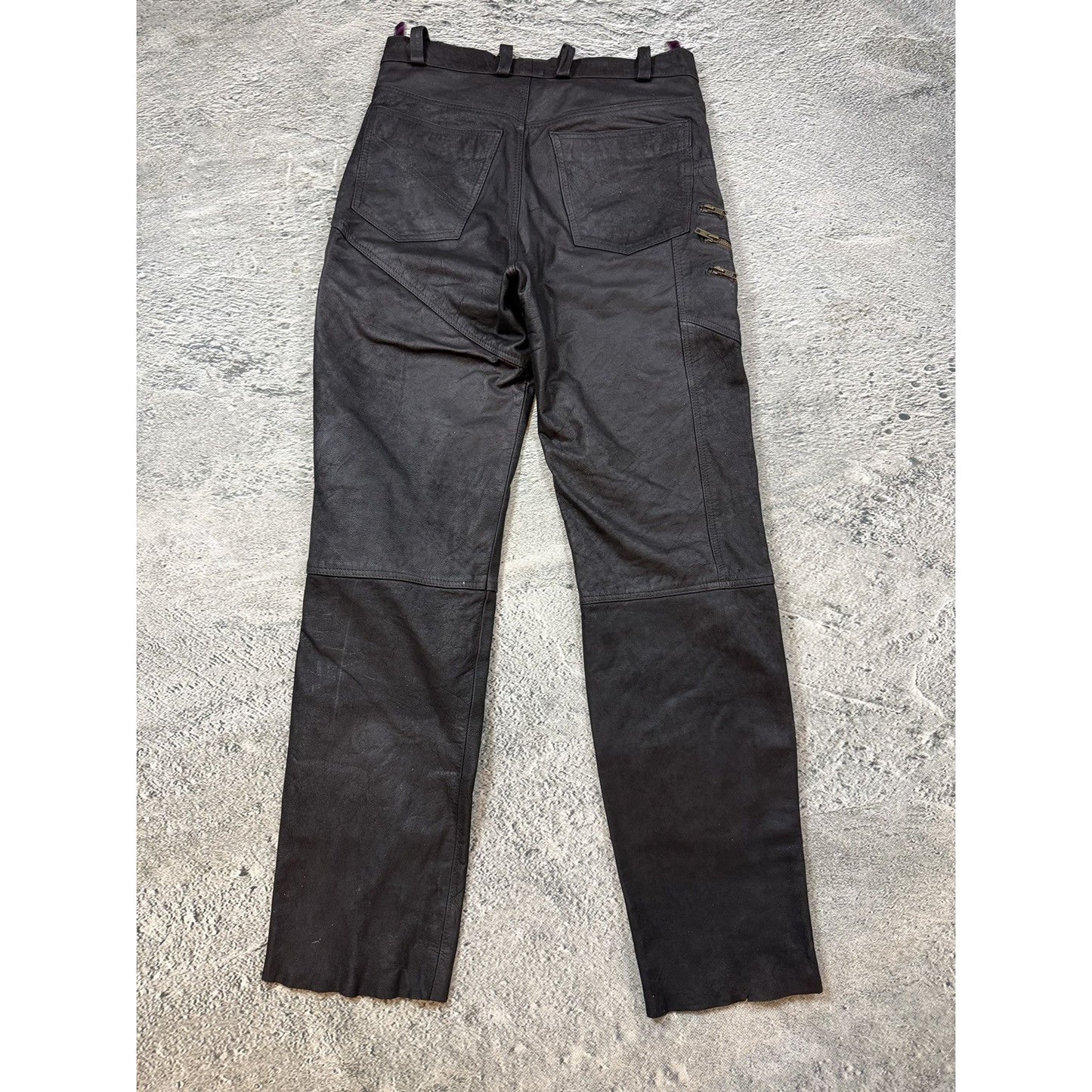Heavy Leather biker Pants Vintage brown