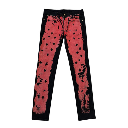 Y2K jeans black red slim stars