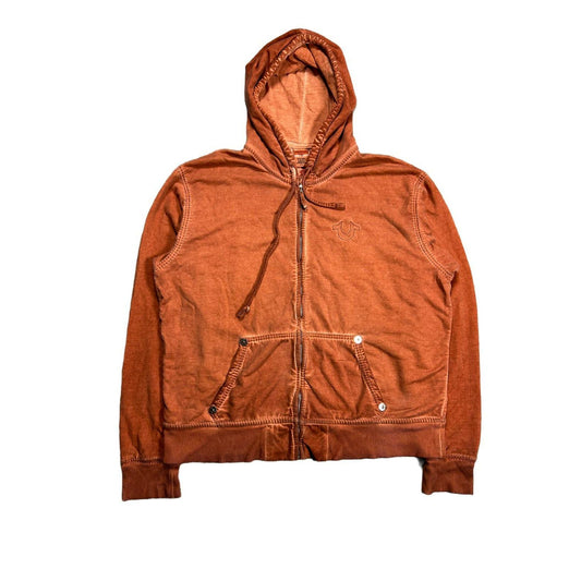 True Religion vintage orange zip hoodie thick stitching Y2K