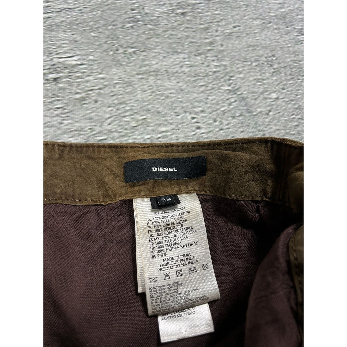 Diesel leather mini skirt goatskin brown Y2K avantgarde