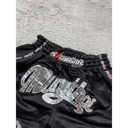 Vintage Muay Thai Boxing shorts black Y2K big logo