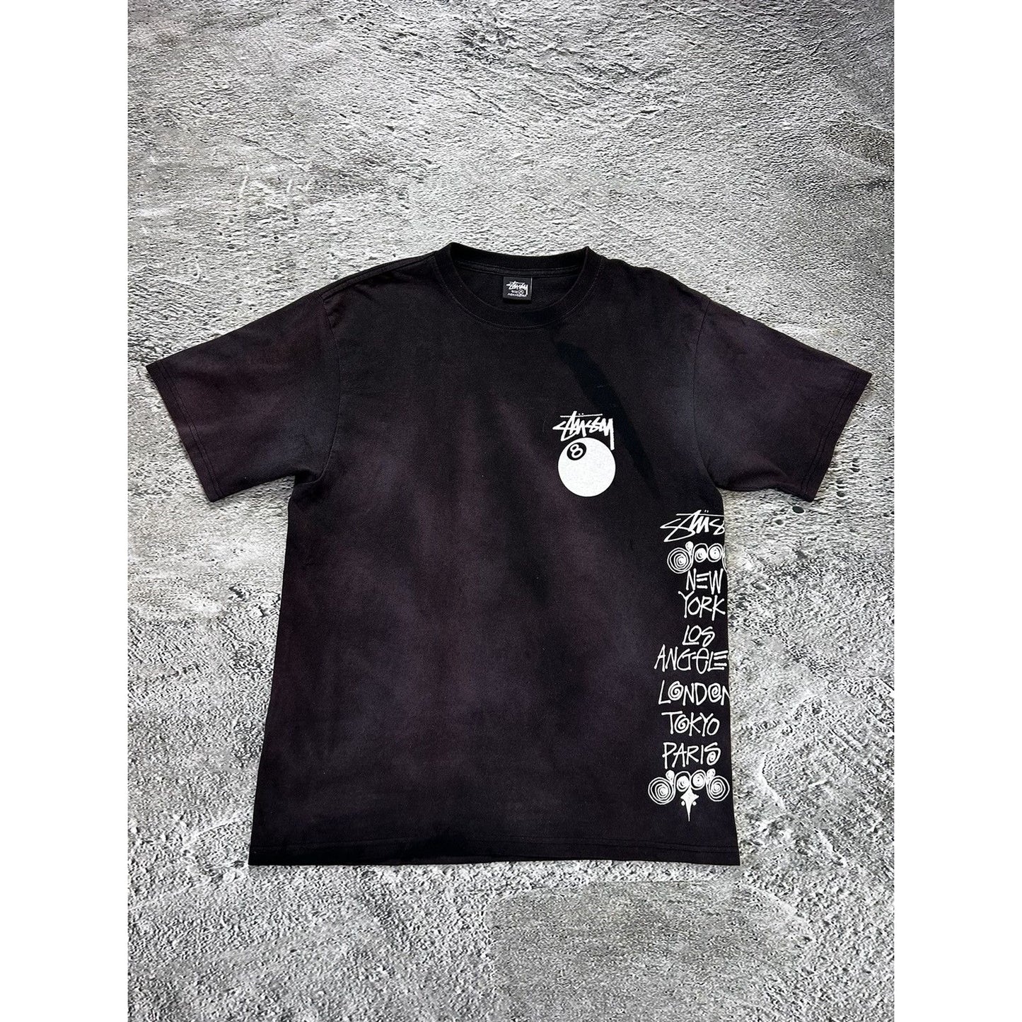 Stussy 8 ball t-shirt big logo vintage black