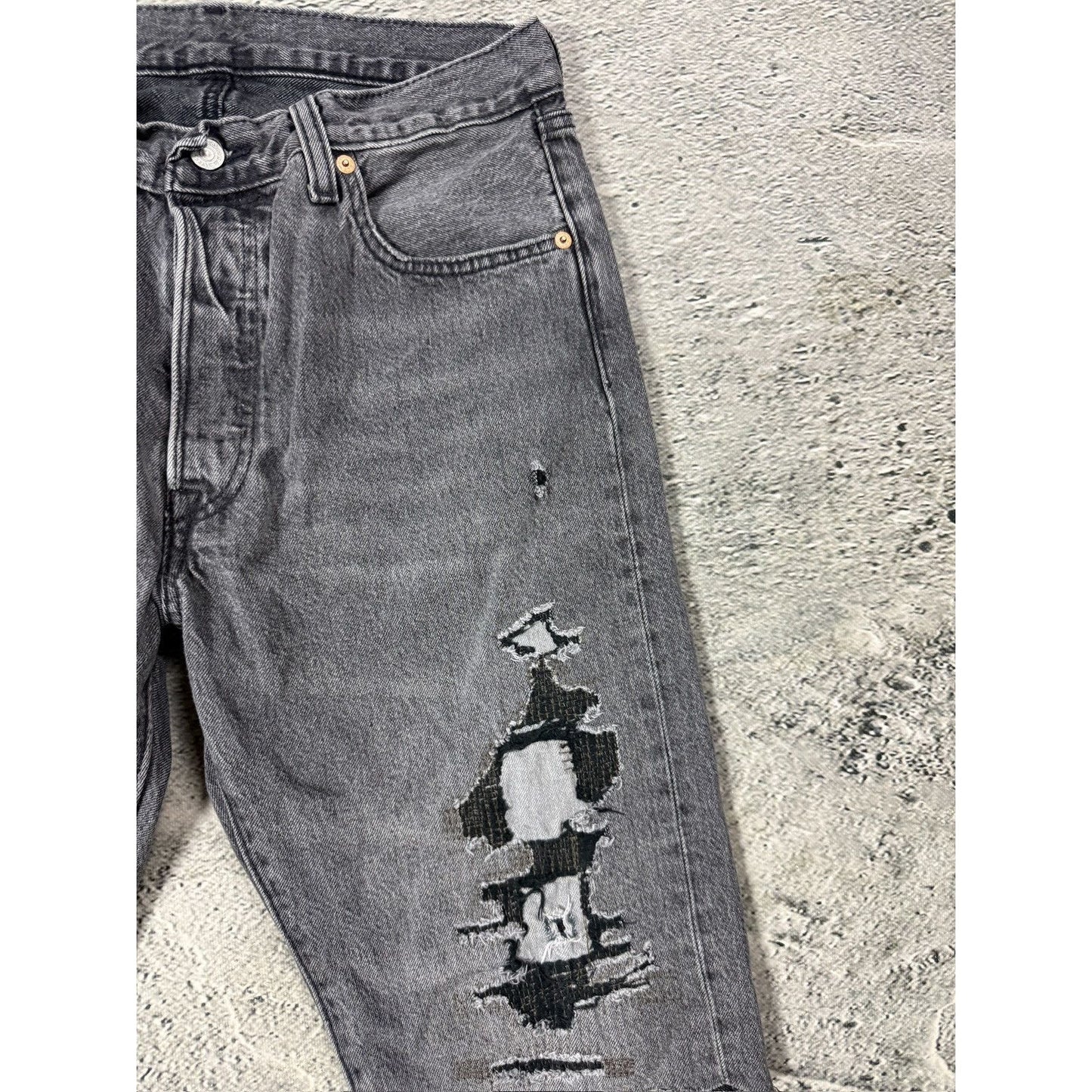 Levi’s vintage denim shorts distressed washed gray black