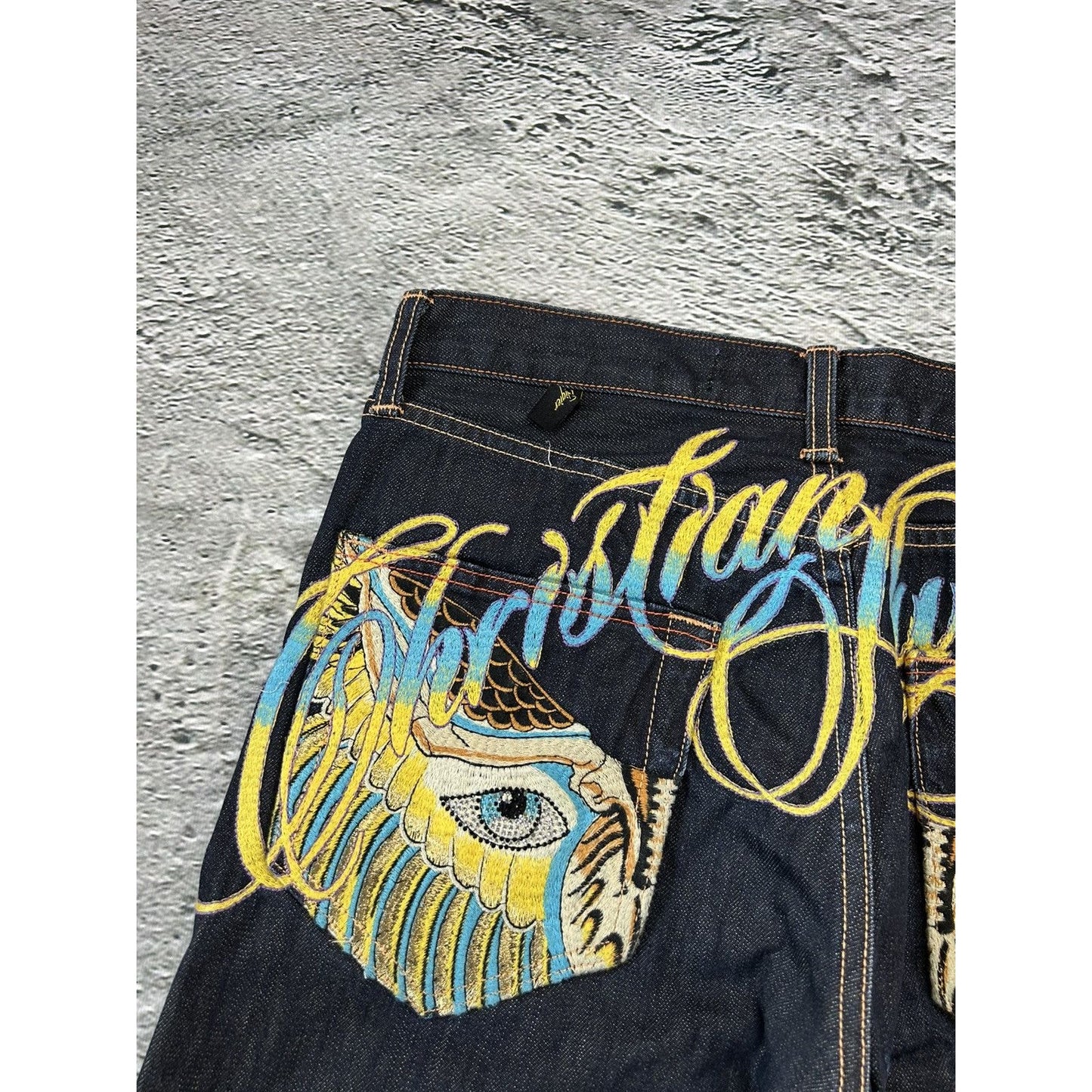 Ed Hardy Christian Audigier vintage jeans big logo pants