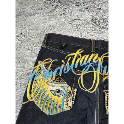 Ed Hardy Christian Audigier vintage jeans big logo pants