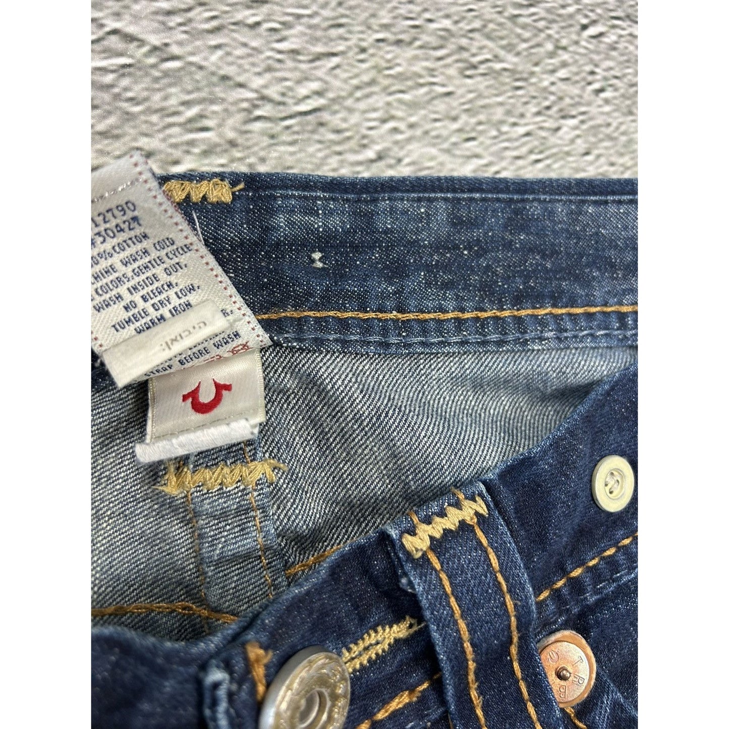 True Religion blue jeans thick stitching baggy Y2K