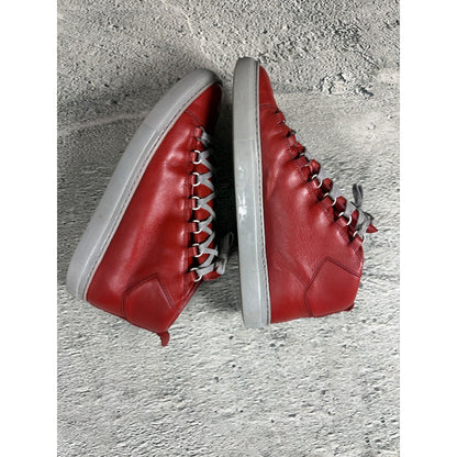 Balenciaga Arena Red Gray High Top Sneakers Swag