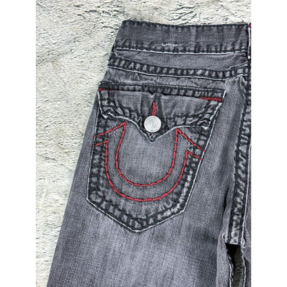 True Religion gray red stitching vamp jeans straight denim
