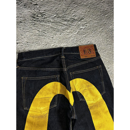 Evisu jeans daicock yellow big logo vintage selvedge denim