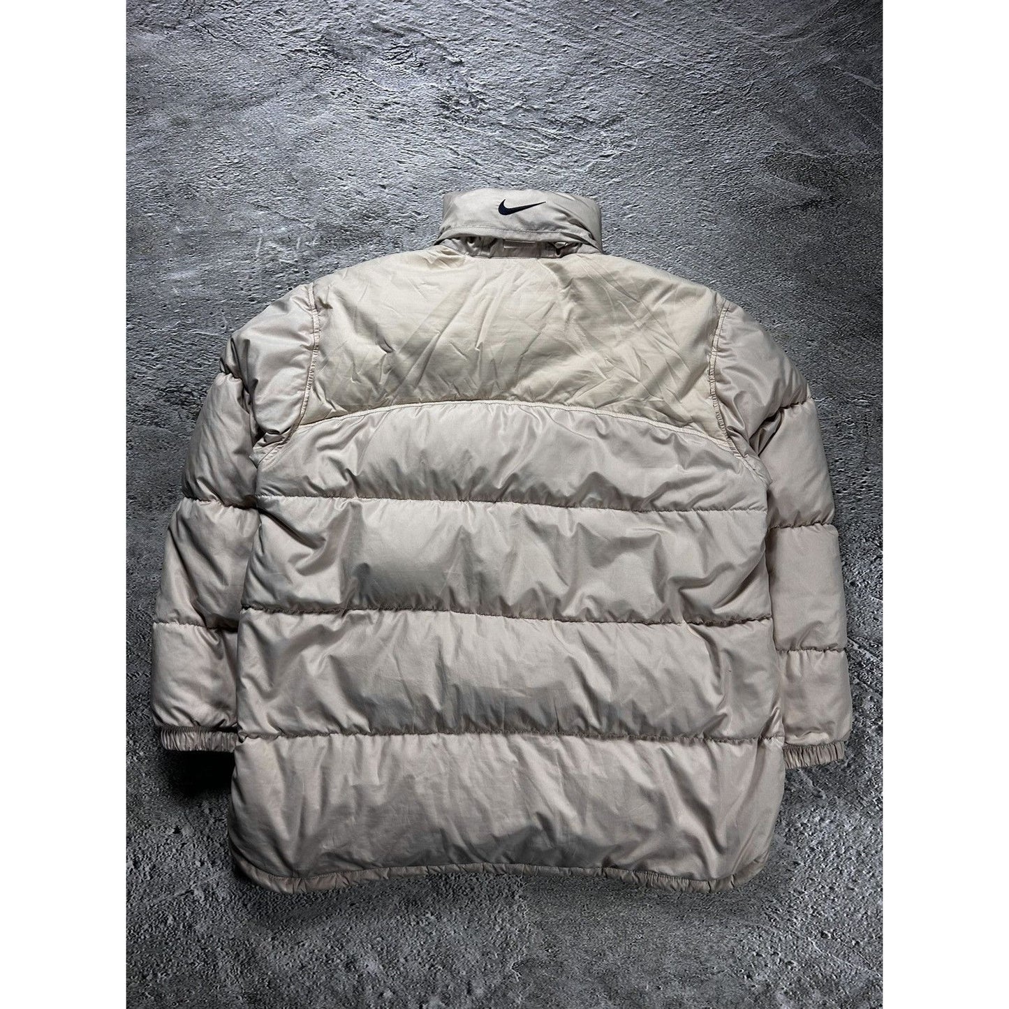 Nike puffer jacket vintage beige small logo 2000s