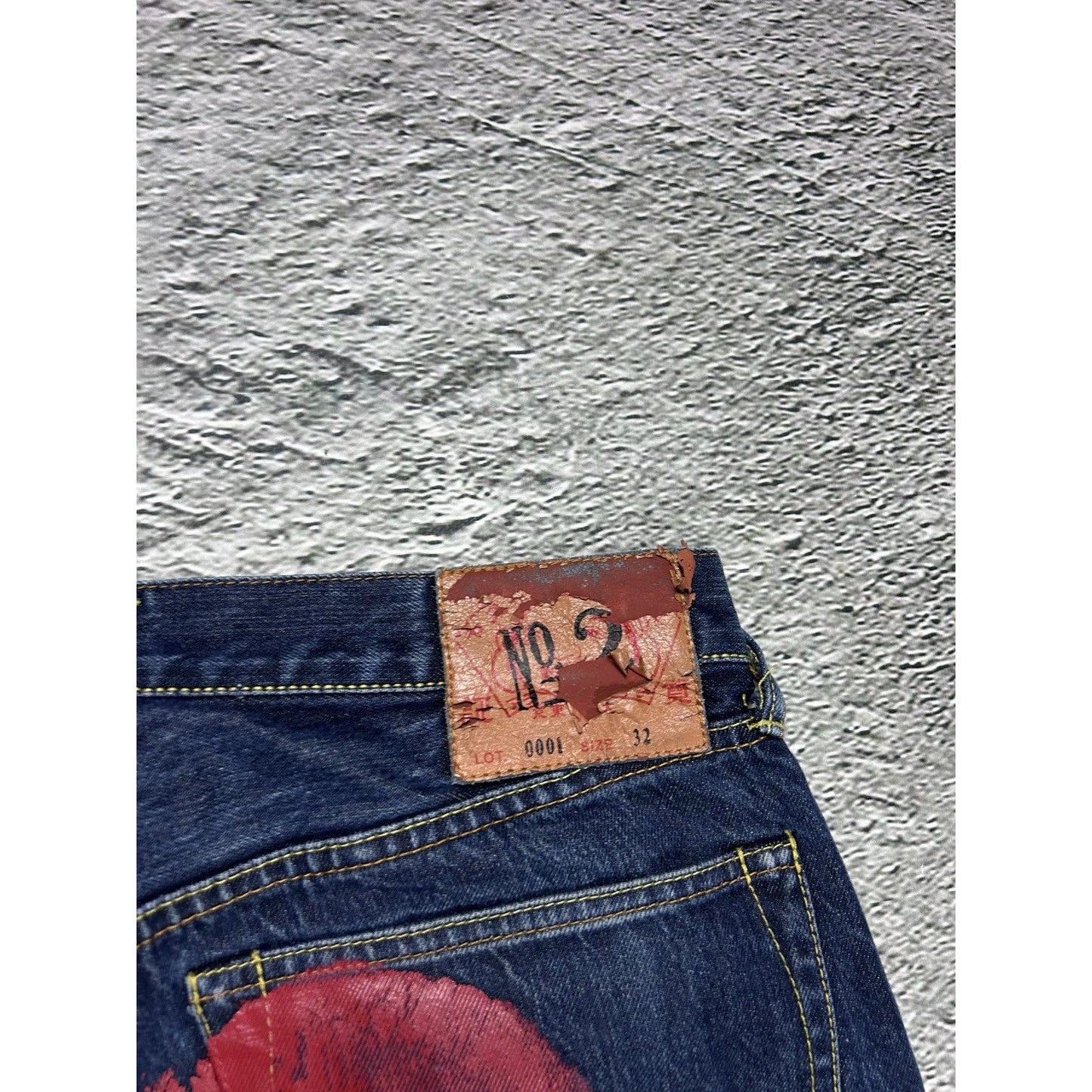 Evisu jeans daicock big logo red selvedge denim