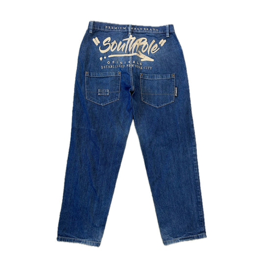Southpole jeans Y2K big logo blue embroidery