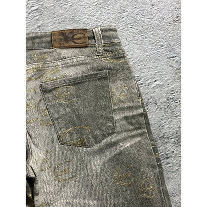 Just Cavalli flared jeans monogram fullprint Y2K washed
