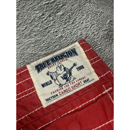 True Religion Cargo jorts shorts fat stitching red