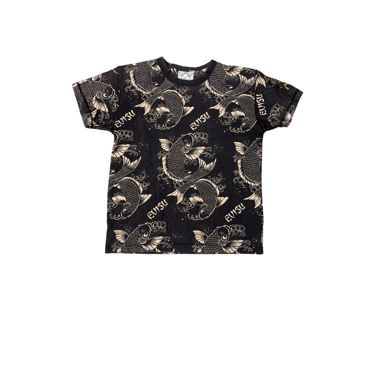 Evisu t-shirt vintage koi fish big logo brown gray
